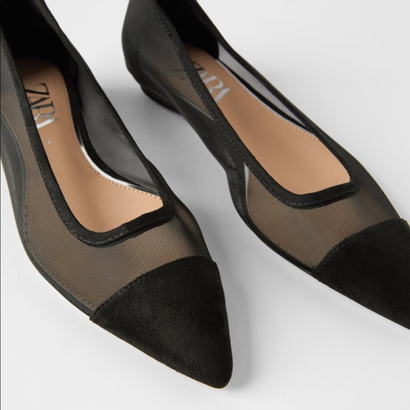 Zara Shoes - NWT Zara Black Mesh Ballet Flats